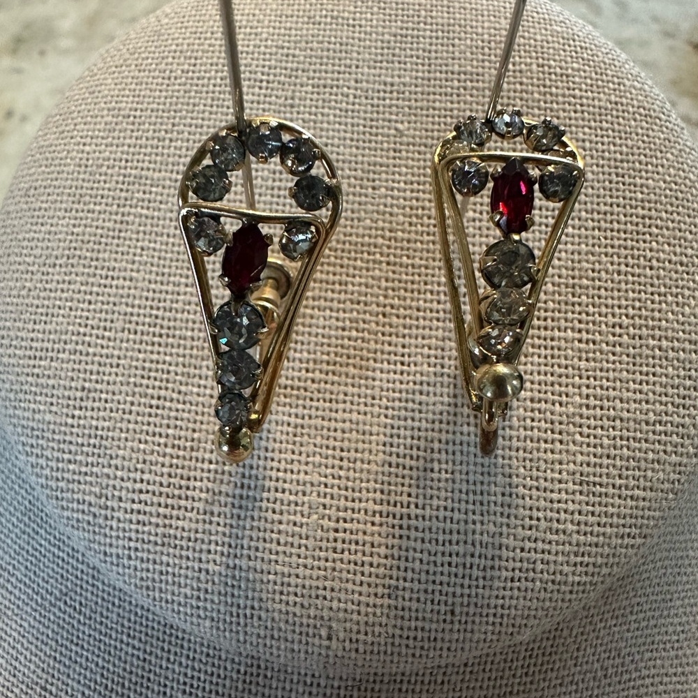 Vintage Signed M&S 1/20 12K Gold Filled Rhinestone Screw Back